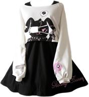 adorable teen girl dress: bunny print two piece set, casual cotton dress for spring and autumn logo