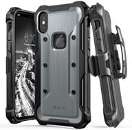 📱 vena varmor rugged case for iphone x/xs (5.8") - military grade drop protection, holster belt clip with kickstand - space gray logo