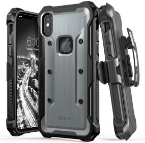 img 4 attached to 📱 Vena vArmor Rugged Case for iPhone X/XS (5.8") - Military Grade Drop Protection, Holster Belt Clip with Kickstand - Space Gray