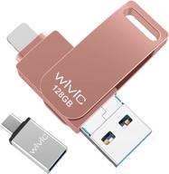 📸 wivic флеш-накопитель для фотографий - высокая емкость 128 гб thumb drive для фотографий, совместим с телефоном/ipad/ios/android/mac/pc (розовый) логотип