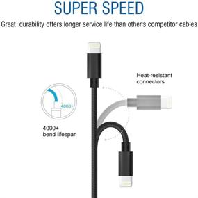 img 2 attached to High-Speed iPhone Charger Cable - 5Pack 8 Inch Nylon Braided Lightning to USB Charging and Syncing Cord - Compatible with iPhone 12 Pro Max/12 Pro/12/11 Pro/11/XS MAX/XR/8/7/6s/6 - Black