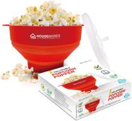 🍿 red collapsible silicone popcorn popper bowl - microwave safe with lid and handles логотип