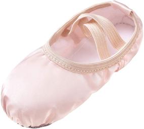 img 4 attached to 🎀 STELLE Ballet Slippers Gymnastics Shoes with Ribbon for Girls - Athletic Footwear