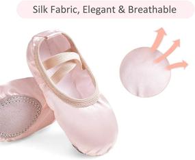 img 2 attached to 🎀 STELLE Ballet Slippers Gymnastics Shoes with Ribbon for Girls - Athletic Footwear