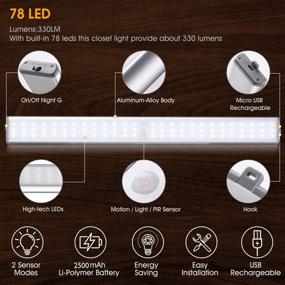 img 1 attached to Moston Super Bright Rechargeable Closet Lights: 78LED, Homelife Motion Sensor LED Light Under Cabinet Stick-on Anywhere with Built-in Magnetic - Ultimate Lighting Solution!