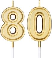 🎂 gold 80th birthday cake numeral candles - happy birthday & anniversary celebration decoration supplies logo
