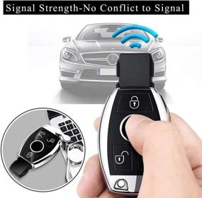 img 1 attached to 🔑 TPU Full Protection Key Fob Shell for Mercedes Benz C E M S CLS CLK GLK GLC G Class, Key Fob Cover & Case, Compatible with Keyless Smart Key Fob - Sliver Edition