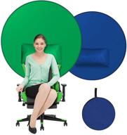 📸 double-sided collapsible webcam background - wenmer green/blue 3.6ft portable screen backdrop for photography studio, video chats, skype, web conference, zoom streaming - 2-in-1 chair screen logo