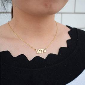 img 2 attached to 🎁 HUTINICE Birth Year Number Necklace: Stylish Old English Silver Pendant for Women and Girls, Ideal Birthday Gift! Includes Gold Chain & Durable Stainless Steel Friendship Jewelry