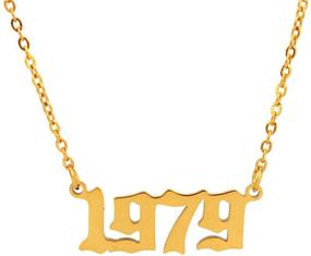 img 4 attached to 🎁 HUTINICE Birth Year Number Necklace: Stylish Old English Silver Pendant for Women and Girls, Ideal Birthday Gift! Includes Gold Chain & Durable Stainless Steel Friendship Jewelry