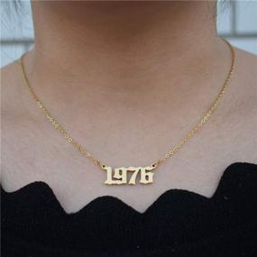 img 1 attached to 🎁 HUTINICE Birth Year Number Necklace: Stylish Old English Silver Pendant for Women and Girls, Ideal Birthday Gift! Includes Gold Chain & Durable Stainless Steel Friendship Jewelry