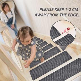 img 1 attached to 🏃 MBIGM 8x30 Non-Slip Carpet Stair Treads (15-Pack) - Slip Resistant Indoor Runner in Grey - Safety Rugs for Kids, Elders & Pets - with Reusable Adhesive