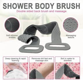 img 1 attached to 🚿 Tried Tru- XL Silicone Back Washer: Ultimate Shower Double Sided Back Scrubber and Massager for Deep Clean Exfoliation. Soft, Lathers Soap - Grey