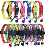 15 pcs breakaway cat collars - adjustable colorful nylon safety pet collar with bells, suitable for small pets - printed fishbone design, reflective logo