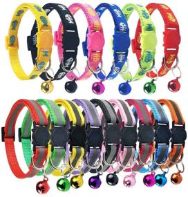 img 3 attached to 15 Pcs Breakaway Cat Collars - Adjustable Colorful Nylon Safety Pet Collar with Bells, Suitable for Small Pets - Printed Fishbone Design, Reflective