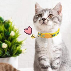 img 2 attached to 15 Pcs Breakaway Cat Collars - Adjustable Colorful Nylon Safety Pet Collar with Bells, Suitable for Small Pets - Printed Fishbone Design, Reflective