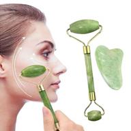 natural jade roller & gua sha set for firming face, anti-aging massage - green logo