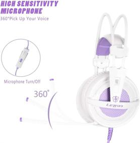 img 3 attached to SUPSOO Purple Gaming Headset for Xbox One, PS4, 3.5mm Over Ear Headphones with Microphone, Soft Earmuffs Bass Surround Compatible with PC Laptop Nintendo Switch Games