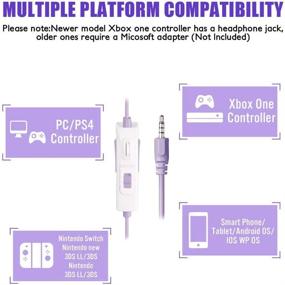 img 1 attached to SUPSOO Purple Gaming Headset for Xbox One, PS4, 3.5mm Over Ear Headphones with Microphone, Soft Earmuffs Bass Surround Compatible with PC Laptop Nintendo Switch Games