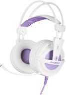 supsoo purple gaming headset for xbox one, ps4, 3.5mm over ear headphones with microphone, soft earmuffs bass surround compatible with pc laptop nintendo switch games logo