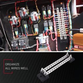 img 3 attached to 🛠️ Mictuning 24 Terminal Bus Bar Kit - Dual Row Ground Distribution Block for Car Boat Marine Power Distribution Terminal Block with Cover, 24 Screws, and 4 Studs