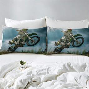 img 3 attached to 🏍️ Feelyou Dirt Bike Bedding Set: Motocross-themed Twin Size Bed Sheet Set for Kids Boys - Extreme Sports Illustrations, Motorcycle Racer Duvet Cover - Stylish Bedroom Decor