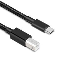 🔌 6.6фт usb c принтерный кабель от deegotech - usb b к usb c 2.0 плетеный шнур для hp canon macbook pro imac midi piano brother epson samsung (2м) логотип