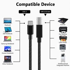 img 1 attached to 🔌 6.6фт USB C принтерный кабель от Deegotech - USB B к USB C 2.0 плетеный шнур для HP Canon MacBook Pro iMac MIDI Piano Brother Epson Samsung (2м)