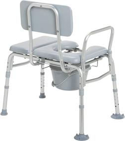 img 2 attached to Drive Medical 12005KDC-1: Padded Transfer Bench Commode Chair for Toilet - Gray