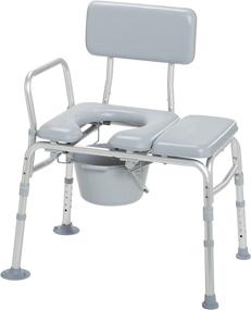 img 3 attached to Drive Medical 12005KDC-1: Padded Transfer Bench Commode Chair for Toilet - Gray