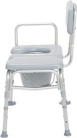 img 1 attached to Drive Medical 12005KDC-1: Padded Transfer Bench Commode Chair for Toilet - Gray