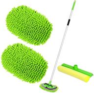 🚗 ultimate car cleaning kit: 62" microfiber car wash brush mop with chenille scratch-free heads & squeegee logo