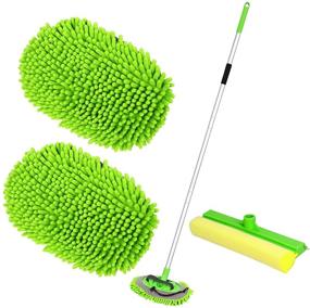 img 4 attached to 🚗 Ultimate Car Cleaning Kit: 62" Microfiber Car Wash Brush Mop with Chenille Scratch-Free Heads & Squeegee