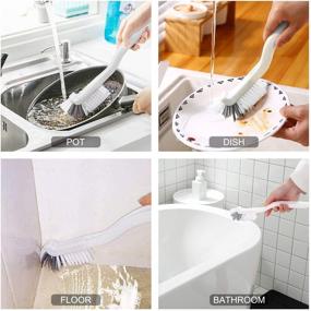 img 2 attached to SHUNWEI 2 PCS Small Scrub Brush with Handle for Cleaning Sink, Bathroom, Kitchen - Grout Cleaning Brushes for Household Use, Window Track Cleaning Brush