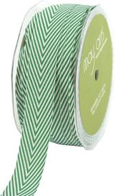 img 1 attached to Green Twill Chevron Striped Ribbon - May Arts 3/4-Inch Wide