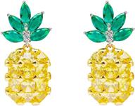 uloveido pt001: adorable pineapple jewelry set with cz stones - necklace & earrings logo