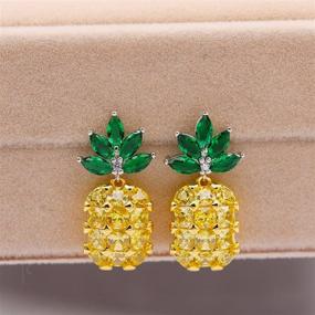 img 3 attached to Uloveido PT001: Adorable Pineapple Jewelry Set with CZ Stones - Necklace & Earrings