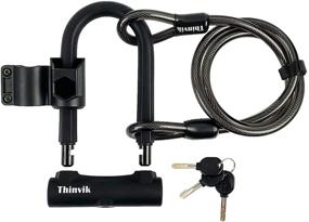 img 4 attached to 🔒 Thinvik Heavy Duty Anti Theft Bike U-Lock with Tool Mounting Bracket - 12mm x 1.2m Steel Cable, 48in Length, 18mm Shackle - Ideal for Road, Mountain, Electric, and Folding Bicycles