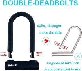 img 2 attached to 🔒 Thinvik Heavy Duty Anti Theft Bike U-Lock with Tool Mounting Bracket - 12mm x 1.2m Steel Cable, 48in Length, 18mm Shackle - Ideal for Road, Mountain, Electric, and Folding Bicycles