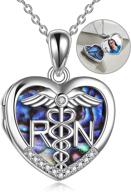 👼 yfn sterling silver caduceus angel nursing themed pendant necklace 18" - elegant nurse necklace for a touch of angelic charm logo