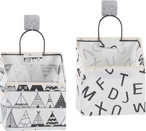 img 4 attached to 🗄️ Convenient 2-in-1 Wall Hanging Storage Bags with Hooks - Ideal for Kitchen, Bathroom & Closet Organization (Letters and Sailboat Design)