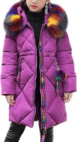 img 4 attached to 🧥 OCHENTA Girls' Winter Coats: Padded Puffer Jacket with Faux Fur Trim Hood - Middle Length