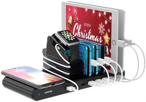 img 4 attached to 🔌 Unitek 8-Port Wireless Charging Station for Multiple Devices - 15W Charger and Organizer Stand for iPhone, iPad, Samsung, Android Phone, Tablet