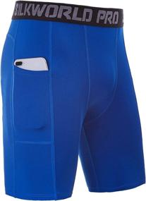 img 4 attached to SILKWORLD Compression Shorts Pockets Running Sports & Fitness for Other Sports