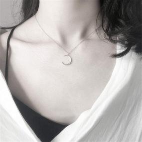 img 1 attached to Delicate Sterling Silver Moon Necklace: Minimalist Women's Jewelry Gift with Adjustable Chain