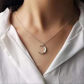 img 3 attached to Delicate Sterling Silver Moon Necklace: Minimalist Women's Jewelry Gift with Adjustable Chain