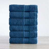🔵 puresoft collection: eco-friendly 6-pack hand towel set - woven solid color absorbent towels in blue logo