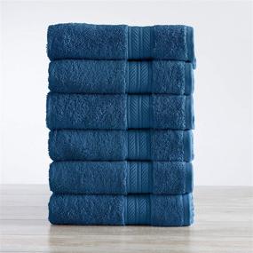 img 4 attached to 🔵 PureSoft Collection: Eco-Friendly 6-Pack Hand Towel Set - Woven Solid Color Absorbent Towels in Blue