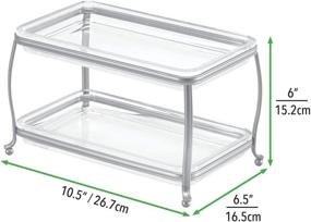 img 1 attached to 💄 mDesign Vanity Tray Organizer for Bathroom Countertops - 2 Levels to Organize Makeup Brushes, Eyeshadow Palettes, Lipstick, Perfume, and Jewelry - Chrome and Clear