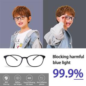 img 2 attached to 😎 Blue Light Blocking Glasses for Teens and Kids, Ultra-Light Gaming Computer Eyewear, Unbreakable Frame with Case, Anti Eyestrain, Blu-ray, UV400 Protection